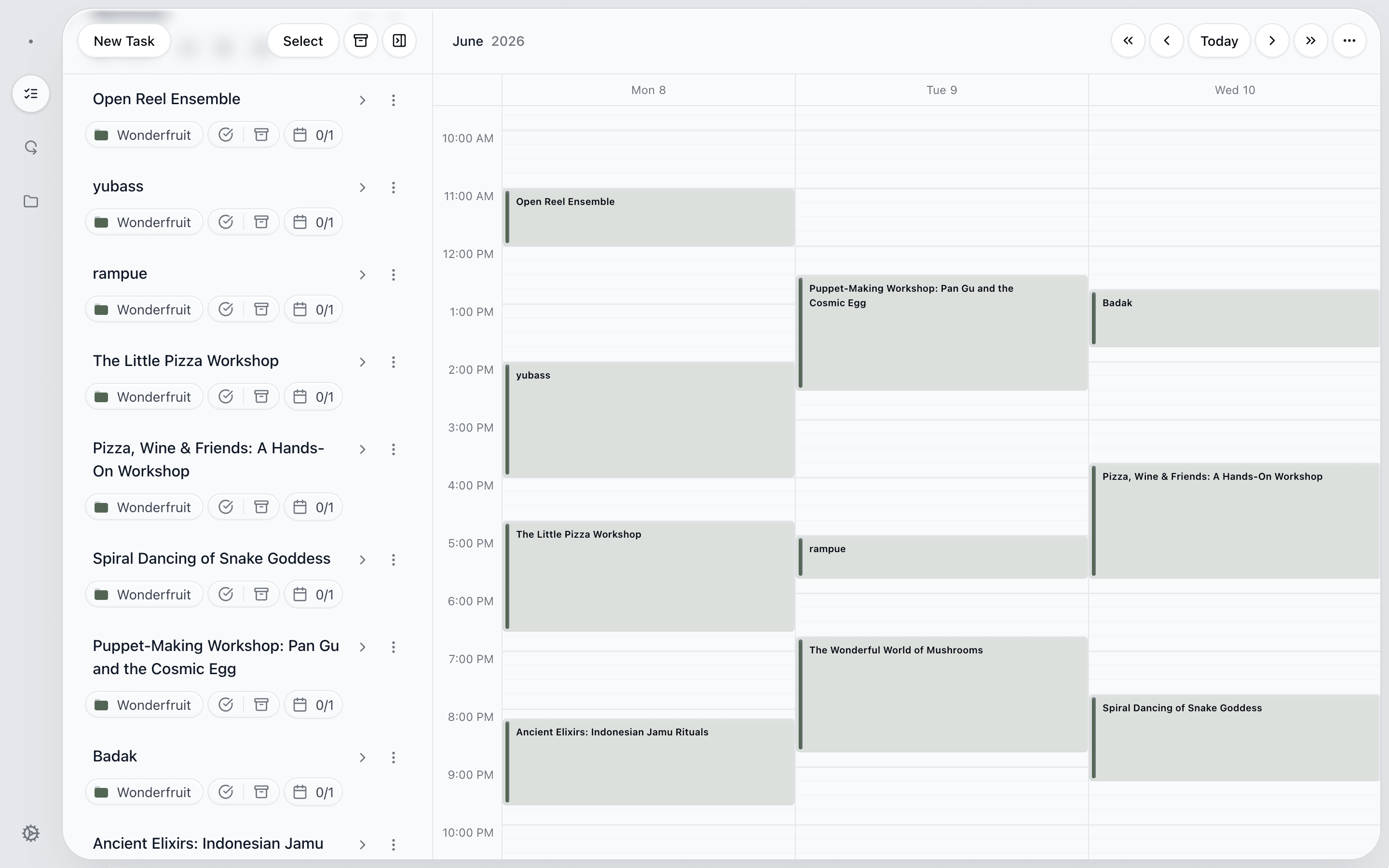 Tasks view screenshot